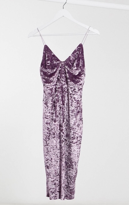 Club L London crushed velvet cami midi dress, M (38)