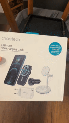 ערכת טעינה של חברת CHOETECK כוללת: תושבת טעינה אלחוטית לרכב, ראש מטען ביתי מהיר type c, מ…